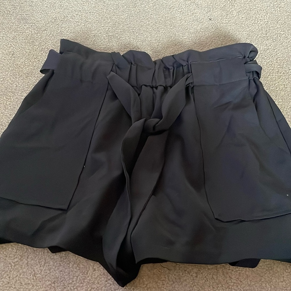 Windsor Black Paper Bag Shorts